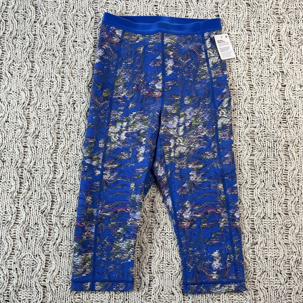 Lululemon High-Rise Paddle Crop Leggings Womens 6 Royal Blue Waistband NWT